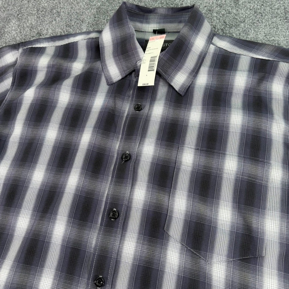 Covington Shirt Mens Large Purple Plaid Classic Fit Short Sleeve Button Up NWT